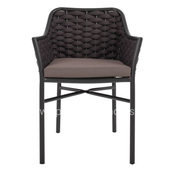 ARMCHAIR ALUMINUM HM5858.01 WITH ROPE- GREY COLOR 56x58x76Hcm.