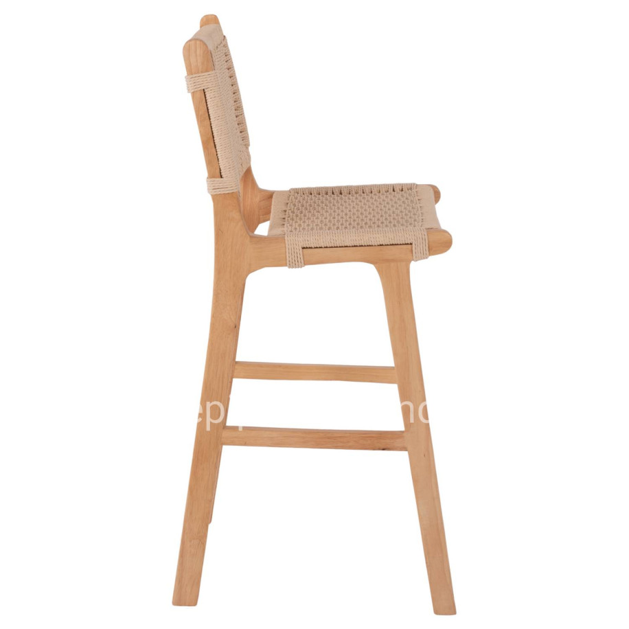 BARSTOOL MEDIUM-HEIGHT HM9332.01 RUBBERWOOD & ROPE- NATURAL COLOR 45x46x95Hcm.