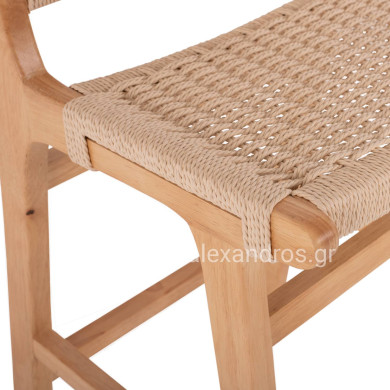BARSTOOL MEDIUM-HEIGHT HM9332.01 RUBBERWOOD & ROPE- NATURAL COLOR 45x46x95Hcm.