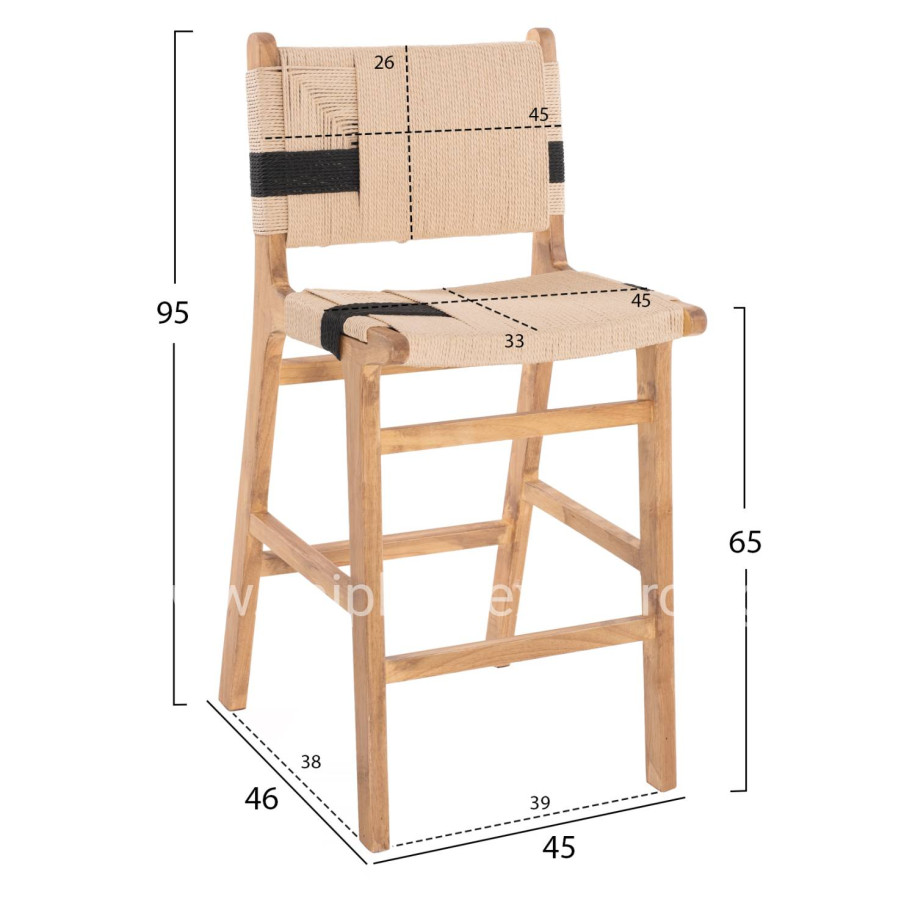 ΣΚΑΜΠΟ ΜΕΣΑΙΟΥ ΥΨΟΥΣ HM9325.01 RUBBERWOOD & ΣΧΟΙΝΙ-ΦΥΣΙΚΟ RUSTIC 45x46x95Υεκ.