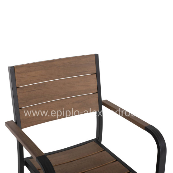 ΠΟΛΥΘΡΟΝΑ ΑΛΟΥΜΙΝΙΟΥ SAGA ΜΑΥΡΗ ΜΕ POLYWOOD HM5127.03 56x55x85,5Yεκ.