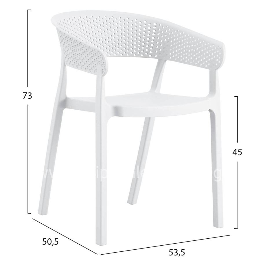 ARMCHAIR POLYPROPYLENE PERFOE HM5941.01 IN WHITE 56x50.5x73Hcm.