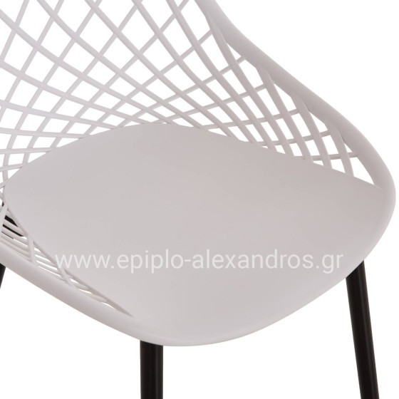 ΚΑΡΕΚΛΑ ΠΟΛΥΠΡΟΠΥΛΕΝΙΟΥ ΛΕΥΚΗ LIO ΜΕ ΜΕΤΑΛΛΙΚΑ ΠΟΔΙΑ ΜΑΥΡΑ HM9524.01 52x53x82Υ εκ.