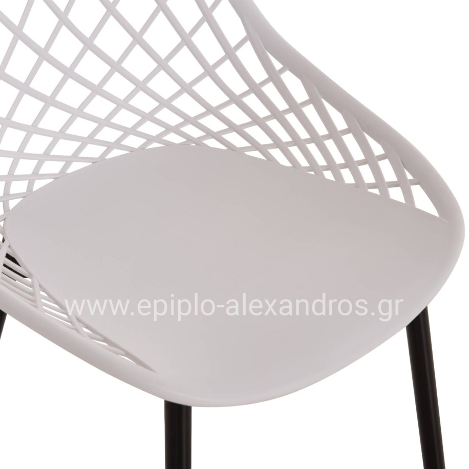 ΚΑΡΕΚΛΑ ΠΟΛΥΠΡΟΠΥΛΕΝΙΟΥ ΛΕΥΚΗ LIO ΜΕ ΜΕΤΑΛΛΙΚΑ ΠΟΔΙΑ ΜΑΥΡΑ HM9524.01 52x53x82Υ εκ.