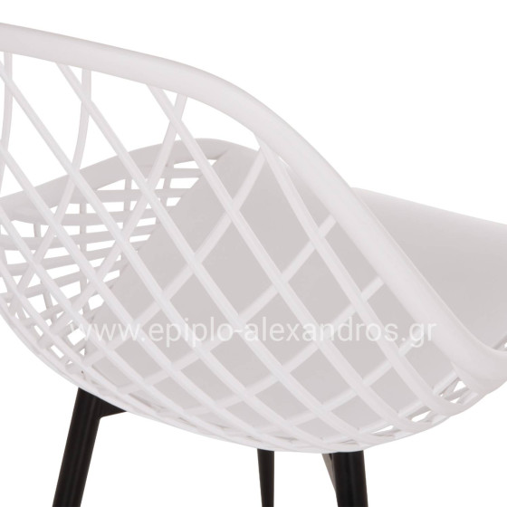 ΚΑΡΕΚΛΑ ΠΟΛΥΠΡΟΠΥΛΕΝΙΟΥ ΛΕΥΚΗ LIO ΜΕ ΜΕΤΑΛΛΙΚΑ ΠΟΔΙΑ ΜΑΥΡΑ HM9524.01 52x53x82Υ εκ.