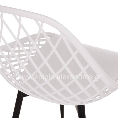 ΚΑΡΕΚΛΑ ΠΟΛΥΠΡΟΠΥΛΕΝΙΟΥ ΛΕΥΚΗ LIO ΜΕ ΜΕΤΑΛΛΙΚΑ ΠΟΔΙΑ ΜΑΥΡΑ HM9524.01 52x53x82Υ εκ.