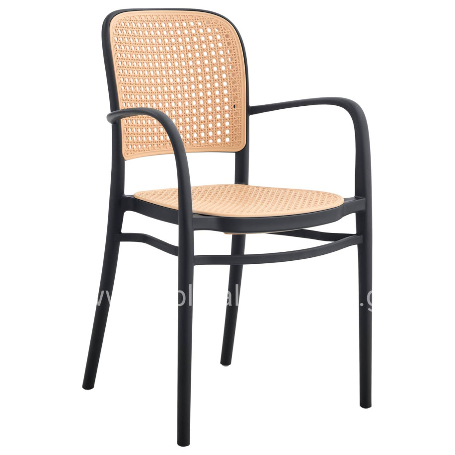 ARMCHAIR POLYPROPYLENE FLOW HM5938.02 BLACK AND BEIGE 56x52.5x85.5Hcm.