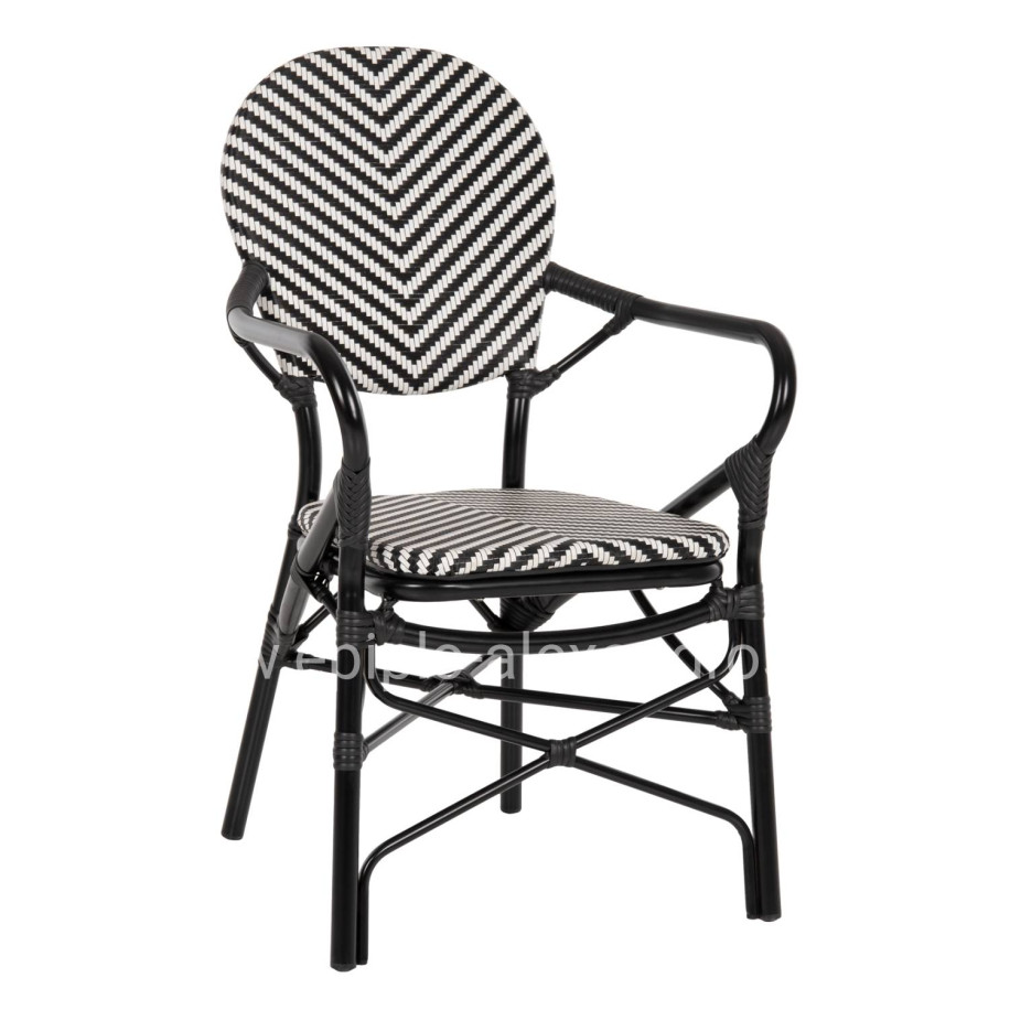 ARMCHAIR ALUMINUM HM5928.01 BLACK WITH TEXTLINE IN BLACK&WHITE 56x59x94,5Hcm.