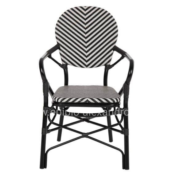 ARMCHAIR ALUMINUM HM5928.01 BLACK WITH TEXTLINE IN BLACK&WHITE 56x59x94,5Hcm.