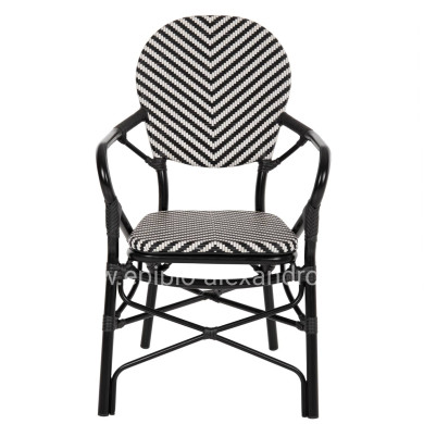ARMCHAIR ALUMINUM HM5928.01 BLACK WITH TEXTLINE IN BLACK&WHITE 56x59x94,5Hcm.