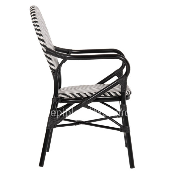 ARMCHAIR ALUMINUM HM5928.01 BLACK WITH TEXTLINE IN BLACK&WHITE 56x59x94,5Hcm.