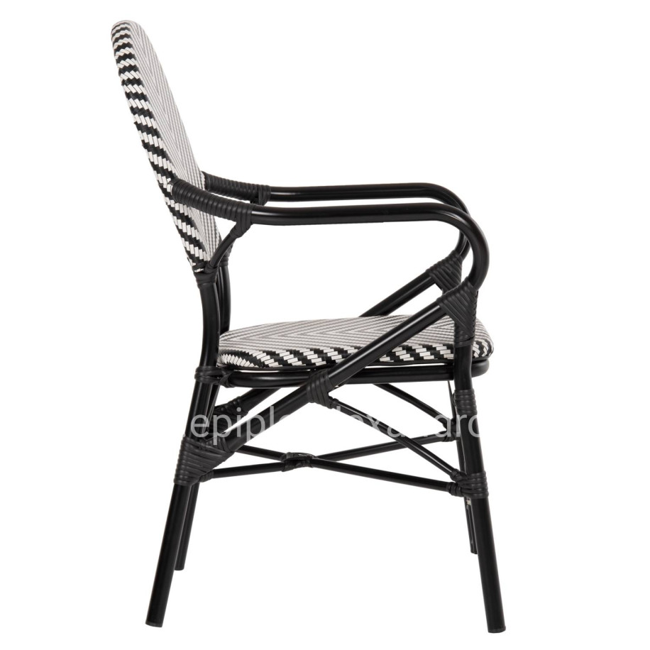 ARMCHAIR ALUMINUM HM5928.01 BLACK WITH TEXTLINE IN BLACK&WHITE 56x59x94,5Hcm.