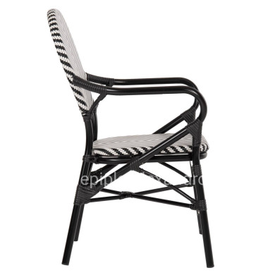 ARMCHAIR ALUMINUM HM5928.01 BLACK WITH TEXTLINE IN BLACK&WHITE 56x59x94,5Hcm.