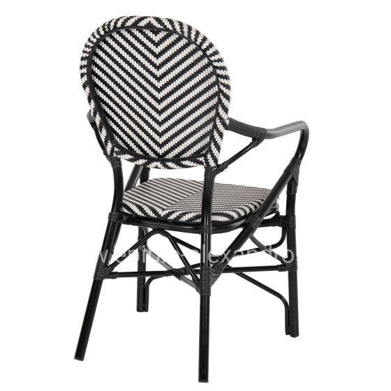 ARMCHAIR ALUMINUM HM5928.01 BLACK WITH TEXTLINE IN BLACK&WHITE 56x59x94,5Hcm.