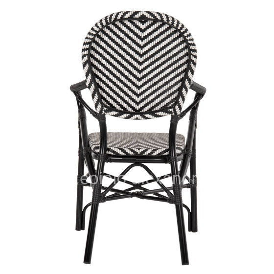 ARMCHAIR ALUMINUM HM5928.01 BLACK WITH TEXTLINE IN BLACK&WHITE 56x59x94,5Hcm.