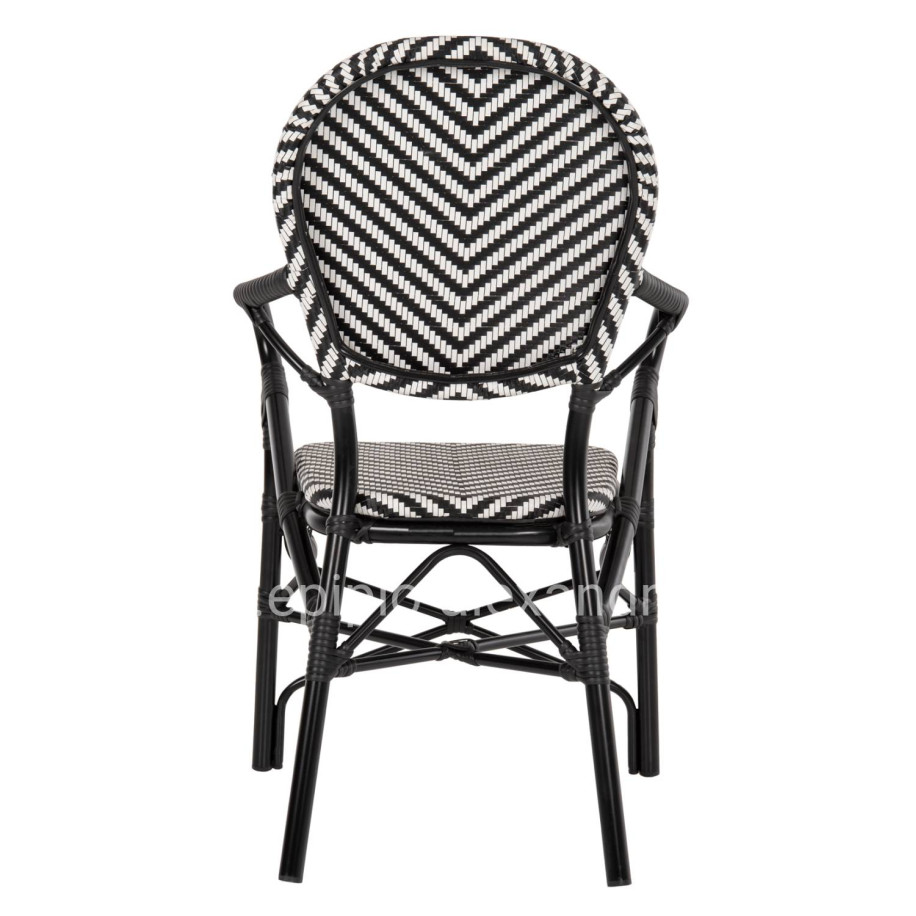 ARMCHAIR ALUMINUM HM5928.01 BLACK WITH TEXTLINE IN BLACK&WHITE 56x59x94,5Hcm.