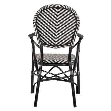 ARMCHAIR ALUMINUM HM5928.01 BLACK WITH TEXTLINE IN BLACK&WHITE 56x59x94,5Hcm.