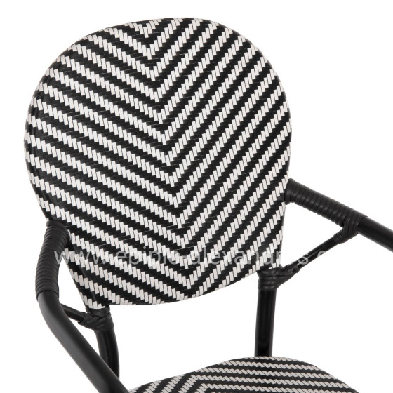 ARMCHAIR ALUMINUM HM5928.01 BLACK WITH TEXTLINE IN BLACK&WHITE 56x59x94,5Hcm.