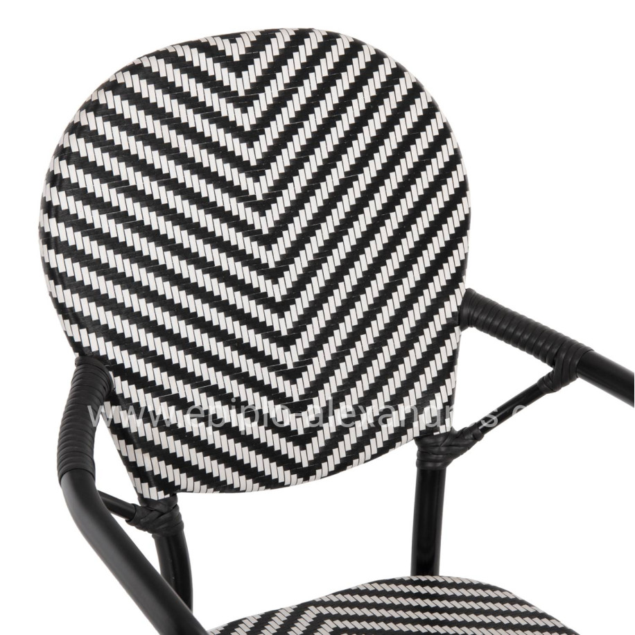 ARMCHAIR ALUMINUM HM5928.01 BLACK WITH TEXTLINE IN BLACK&WHITE 56x59x94,5Hcm.