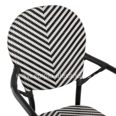 ARMCHAIR ALUMINUM HM5928.01 BLACK WITH TEXTLINE IN BLACK&WHITE 56x59x94,5Hcm.