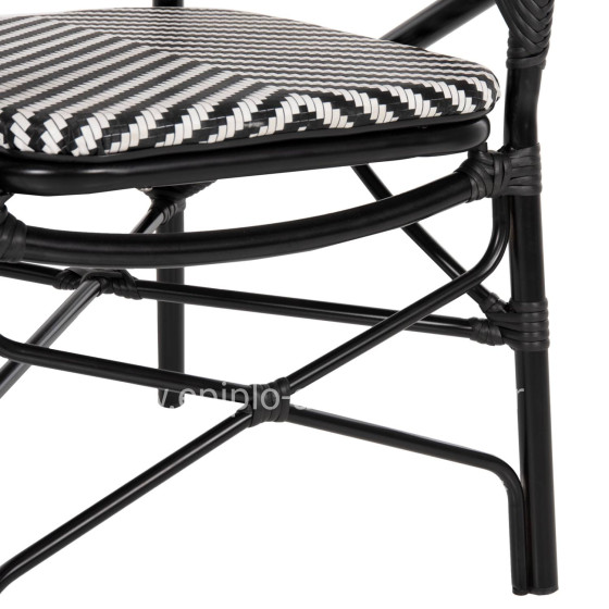 ARMCHAIR ALUMINUM HM5928.01 BLACK WITH TEXTLINE IN BLACK&WHITE 56x59x94,5Hcm.