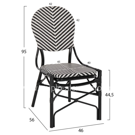 CHAIR ALUMINUM HM5927.01 WITH TEXTLINE BLACK-WHITE 46x56x95Hcm.