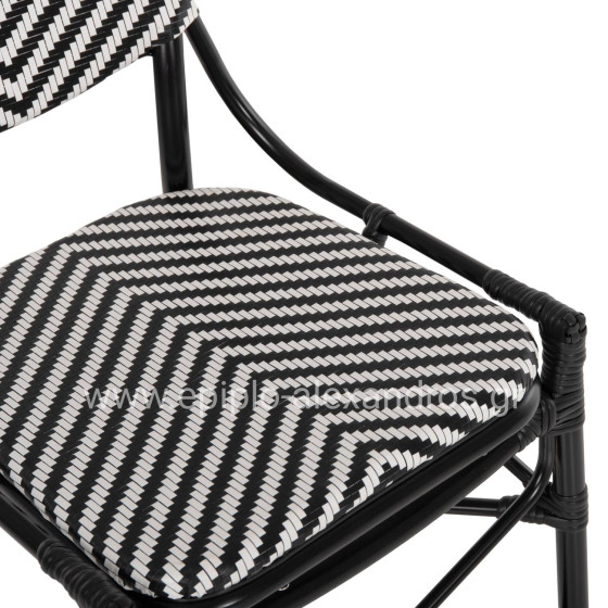 CHAIR ALUMINUM HM5927.01 WITH TEXTLINE BLACK-WHITE 46x56x95Hcm.