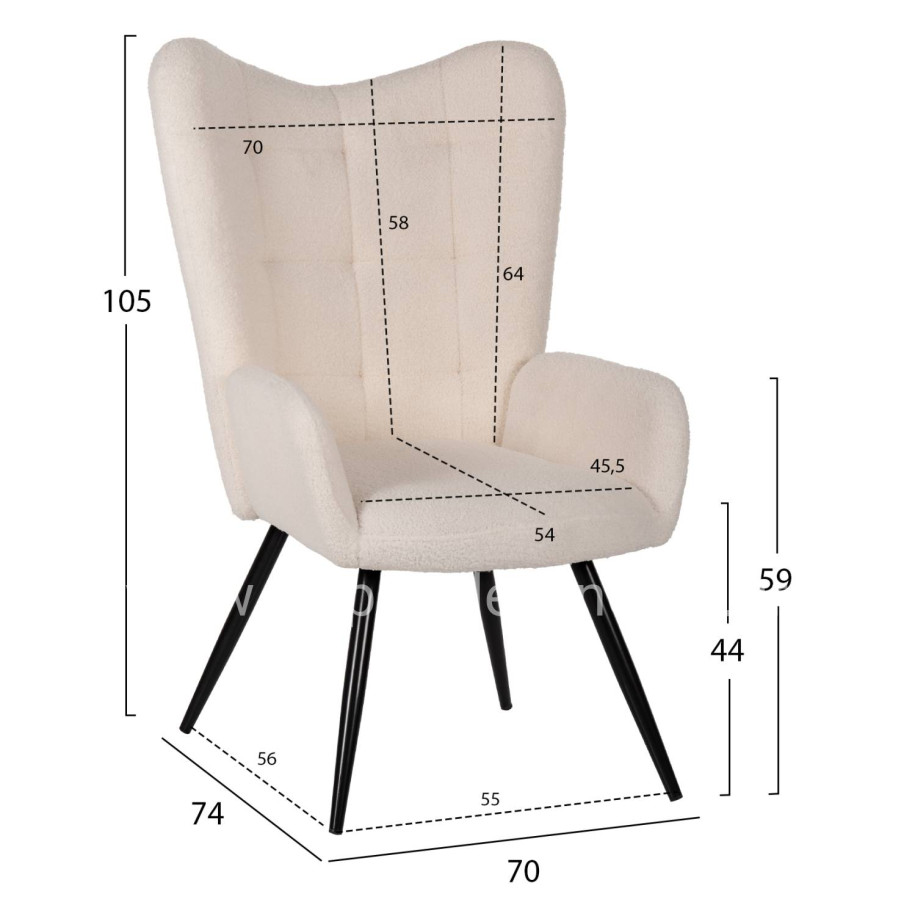 ΠΟΛΥΘΡΟΝΑ ΜΠΕΡΖΕΡΑ CRAWLEY ΜΕ ΥΠΟΠΟΔΙΟ HM8918.25 ΥΦΑΣΜΑ ΜΠΟΥΚΛΕ ΛΕΥΚΟ 70x74x105Y εκ.