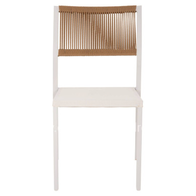 CHAIR ALUMINUM HM5921.02 WHITE FRAME AND TEXTLINE WITH BEIGE SYNTHETIC RATTAN 46x55,5x83Hcm.