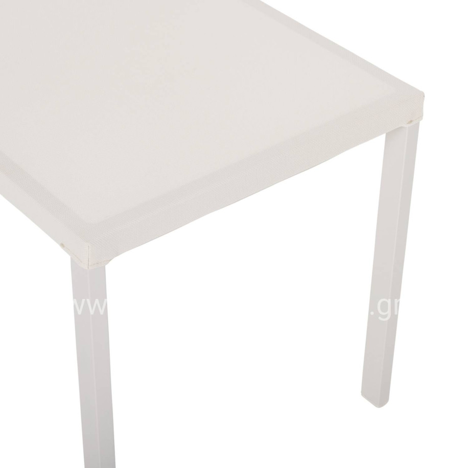 CHAIR ALUMINUM HM5921.02 WHITE FRAME AND TEXTLINE WITH BEIGE SYNTHETIC RATTAN 46x55,5x83Hcm.