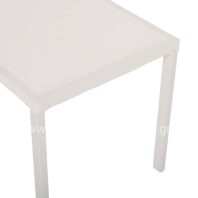 CHAIR ALUMINUM HM5921.02 WHITE FRAME AND TEXTLINE WITH BEIGE SYNTHETIC RATTAN 46x55,5x83Hcm.
