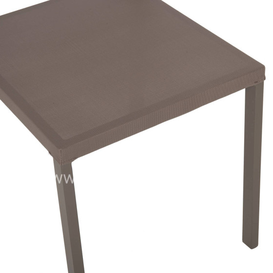 CHAIR ALUMINUM HM5921.03 CHAMPAGNE FRAME AND TEXTLINE WITH BEIGE SYNTHETIC RATTAN 46x55,5x83Hcm.