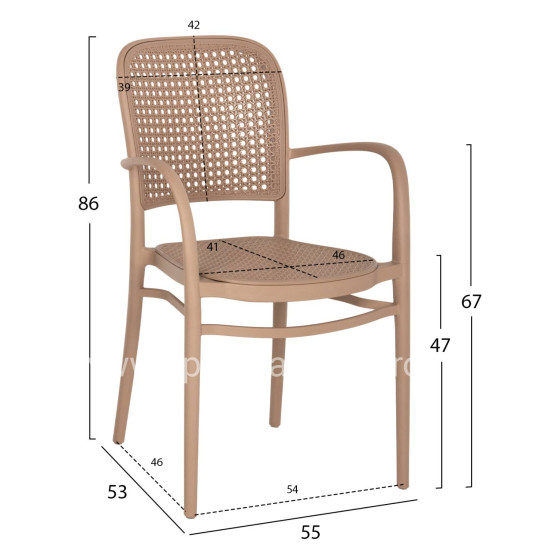 ARMCHAIR POLYPROPYLENE FLOW HM5938.03 CAPPUCCINO 55x53x86Hcm.