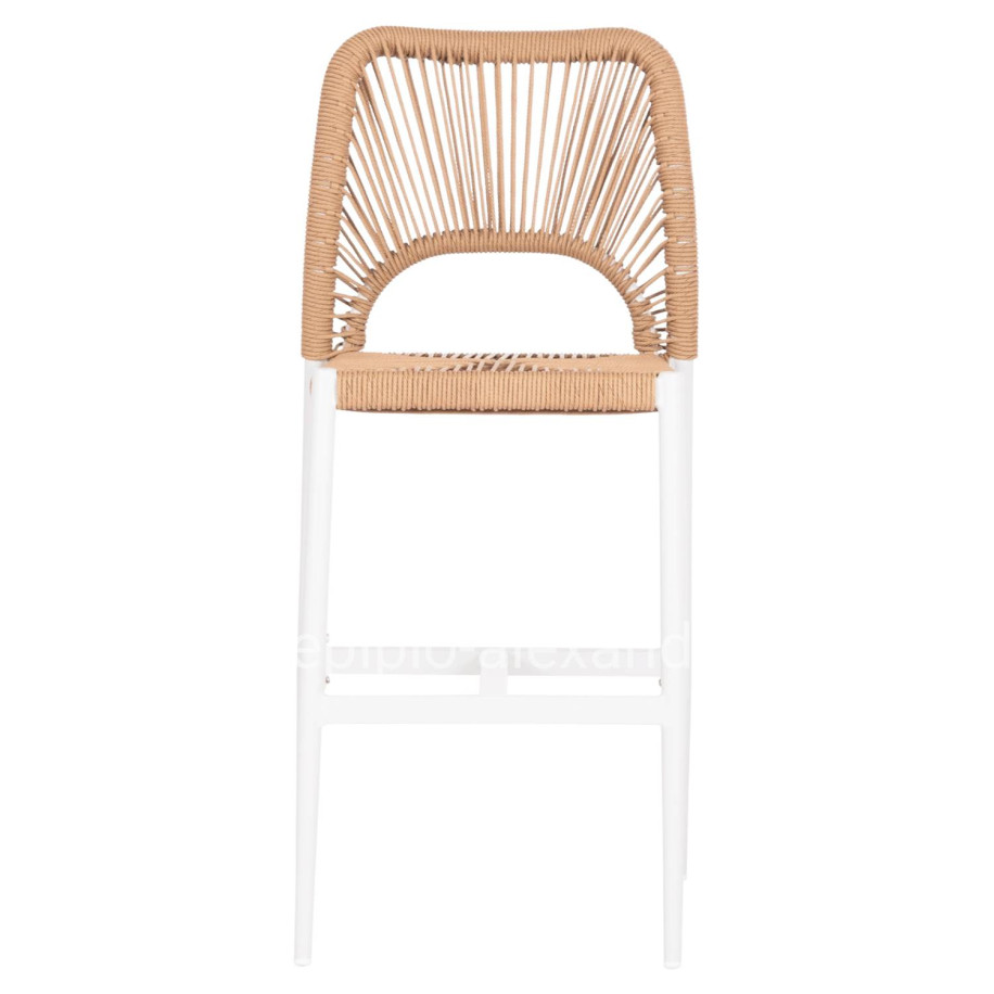 BAR STOOL MEDIUM HEIGHT NOJO HM5920.01 WHITE ALUMINUM--BEIGE SYNTHETIC RATTAN 40x55.5x99Hcm.