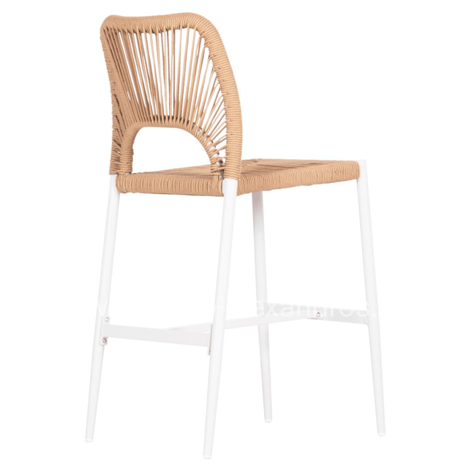 BAR STOOL MEDIUM HEIGHT NOJO HM5920.01 WHITE ALUMINUM--BEIGE SYNTHETIC RATTAN 40x55.5x99Hcm.