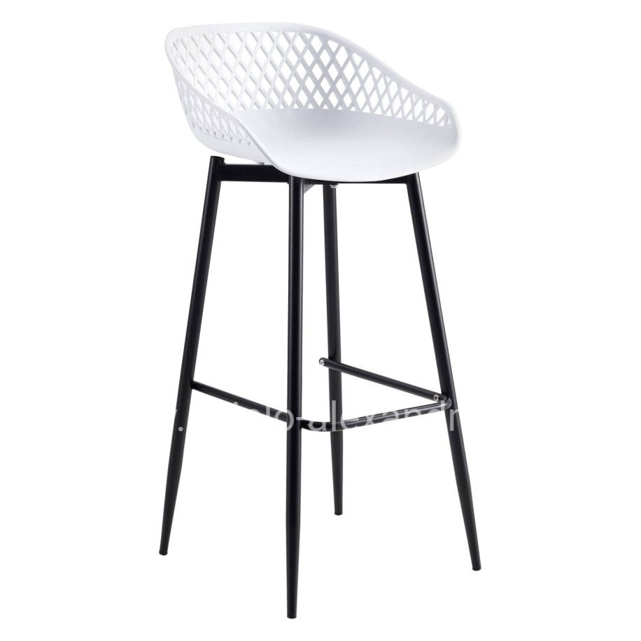 BAR STOOL HM8686.11 WHITE POLYPROPYLENE AND BLACK METAL LEGS 45x45x97Hcm.