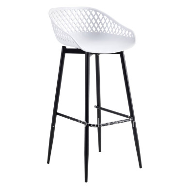 BAR STOOL HM8686.11 WHITE POLYPROPYLENE AND BLACK METAL LEGS 45x45x97Hcm.