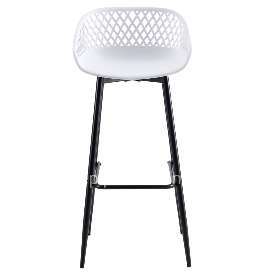 BAR STOOL HM8686.11 WHITE POLYPROPYLENE AND BLACK METAL LEGS 45x45x97Hcm.