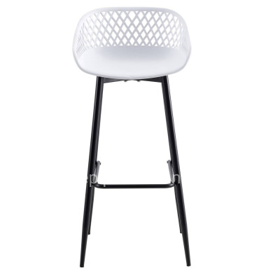 BAR STOOL HM8686.11 WHITE POLYPROPYLENE AND BLACK METAL LEGS 45x45x97Hcm.