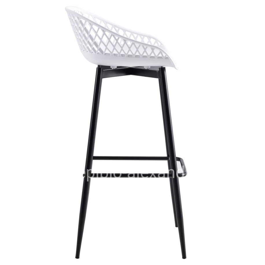 BAR STOOL HM8686.11 WHITE POLYPROPYLENE AND BLACK METAL LEGS 45x45x97Hcm.