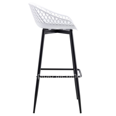 BAR STOOL HM8686.11 WHITE POLYPROPYLENE AND BLACK METAL LEGS 45x45x97Hcm.