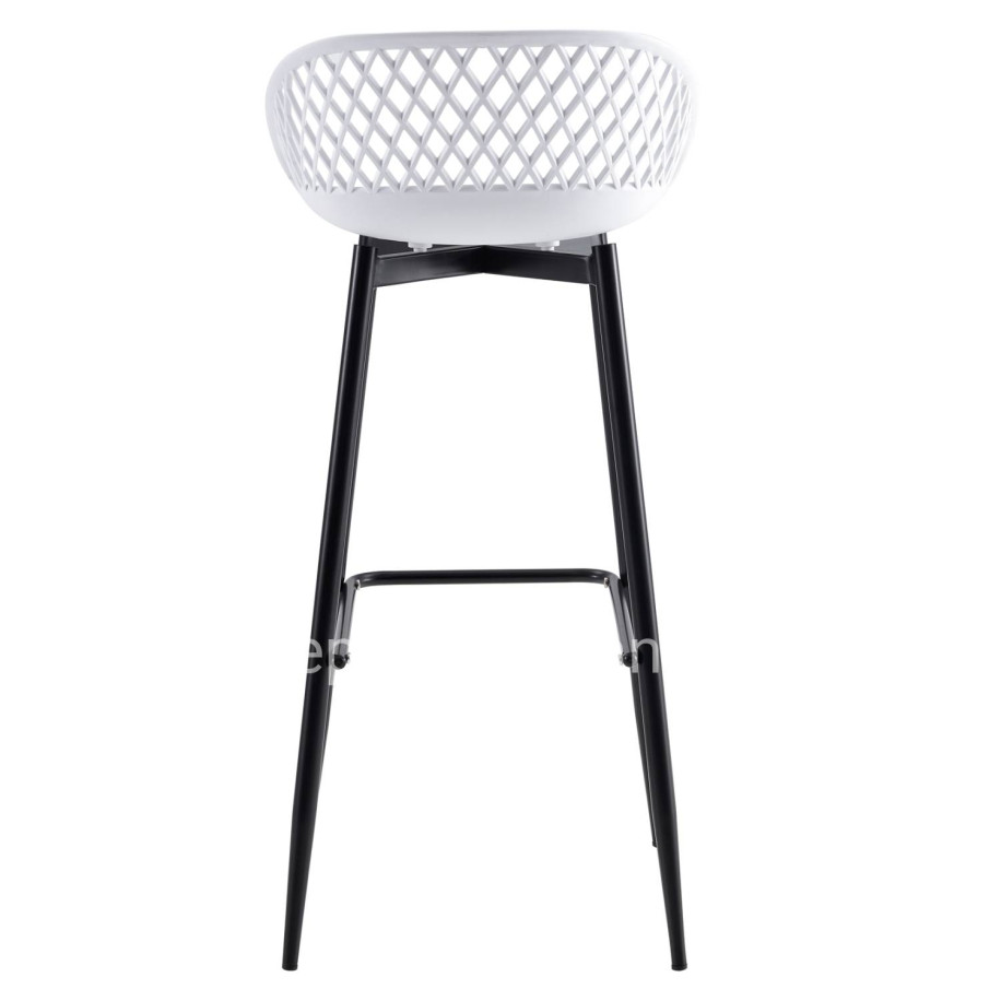 BAR STOOL HM8686.11 WHITE POLYPROPYLENE AND BLACK METAL LEGS 45x45x97Hcm.