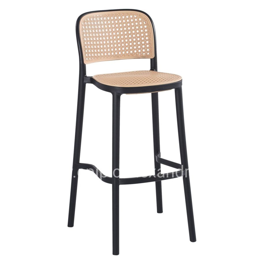 BAR STOOL HM5939.02 POLYPROPYLENE BLACK-BEIGE 41x53x103Hcm.