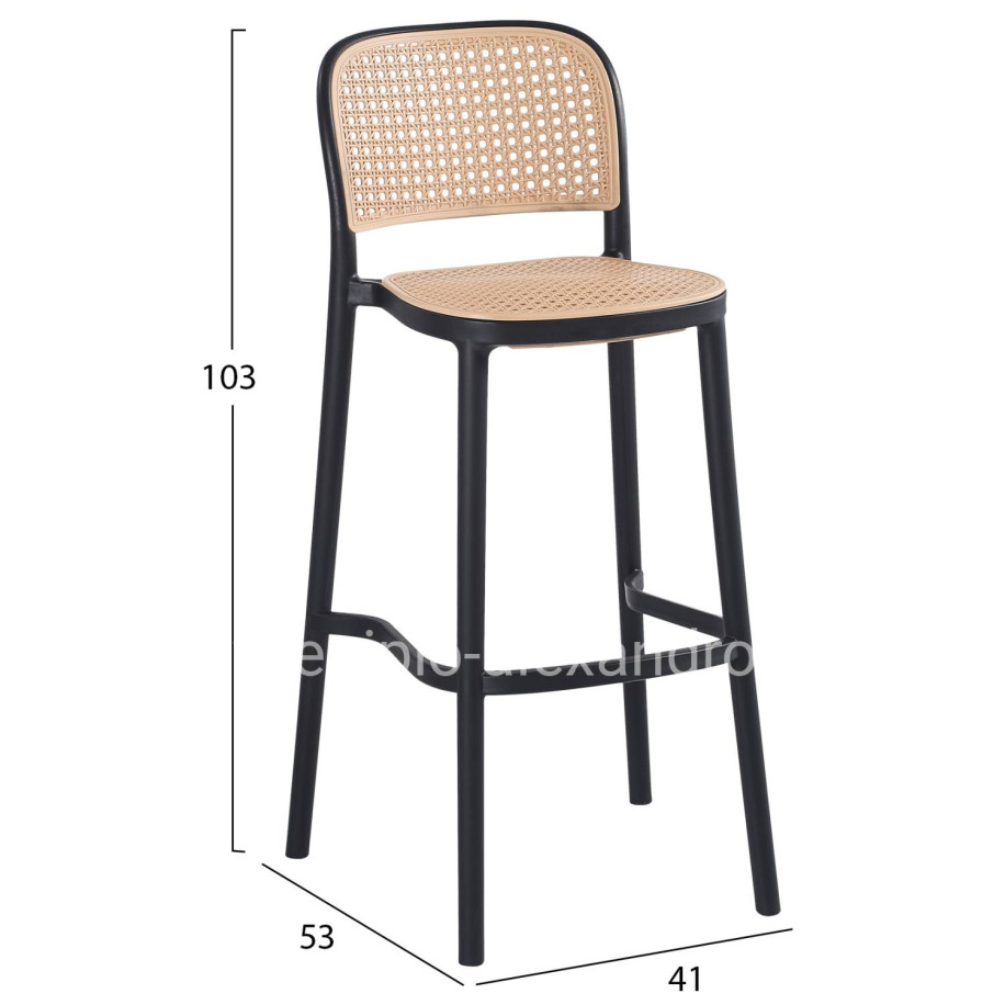 BAR STOOL HM5939.02 POLYPROPYLENE BLACK-BEIGE 41x53x103Hcm.
