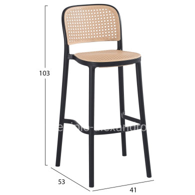 BAR STOOL HM5939.02 POLYPROPYLENE BLACK-BEIGE 41x53x103Hcm.
