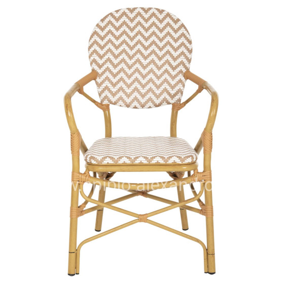 ARMCHAIR ALUMINUM HM5928.03 BAMBOO LOOK WITH TEXTLINE- NATURAL &WHITE 55x58x95Hcm.