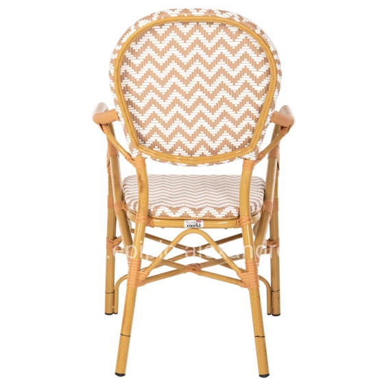 ARMCHAIR ALUMINUM HM5928.03 BAMBOO LOOK WITH TEXTLINE- NATURAL &WHITE 55x58x95Hcm.