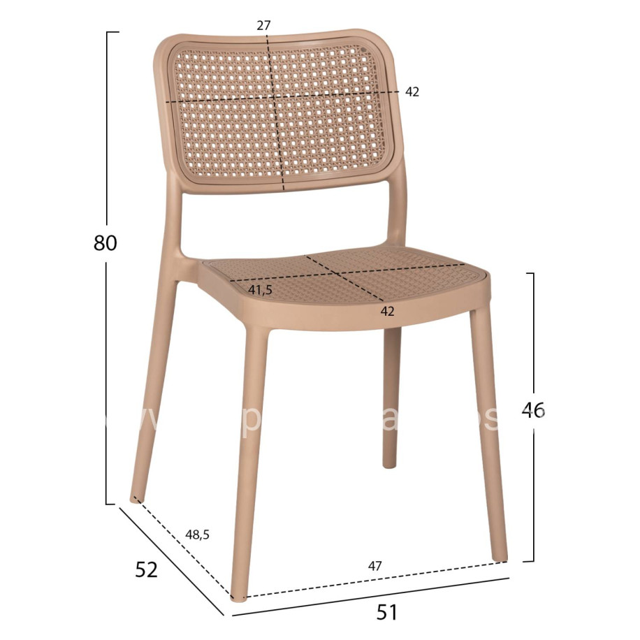 CHAIR POLYPROPYLENE MEKO HM5934.03 CAPPUCCINO 51x52x80Hcm.
