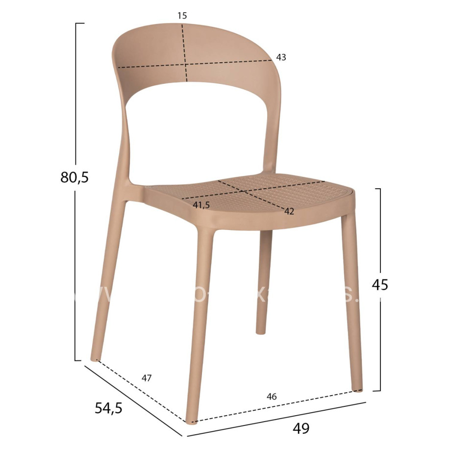 CHAIR POLYPROPYLENE CLEO HM5936.03 CAPPUCCINO 49x54,5x80,5Hcm.