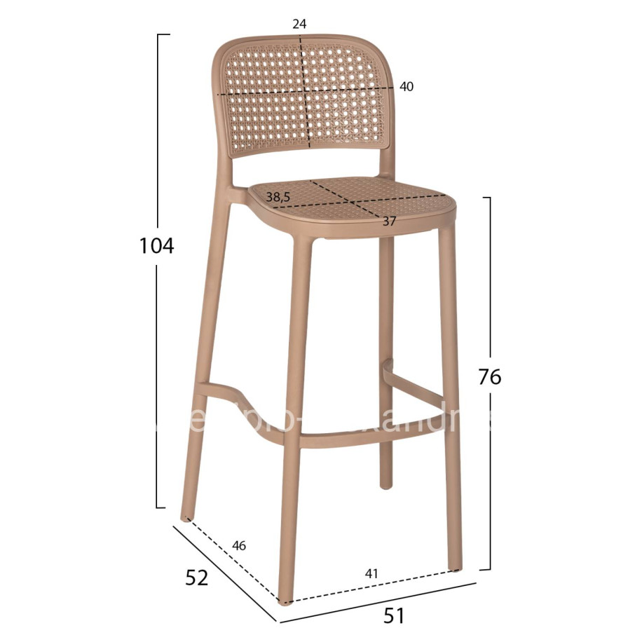 BAR STOOL POLYPROPYLENE HM5939.03 IN CAPPUCCINO COLOR 51x52x104Hcm.